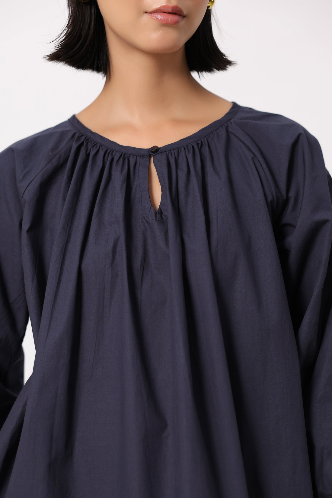 Women’s Navy Cotton Poplin Co-Ord Set
