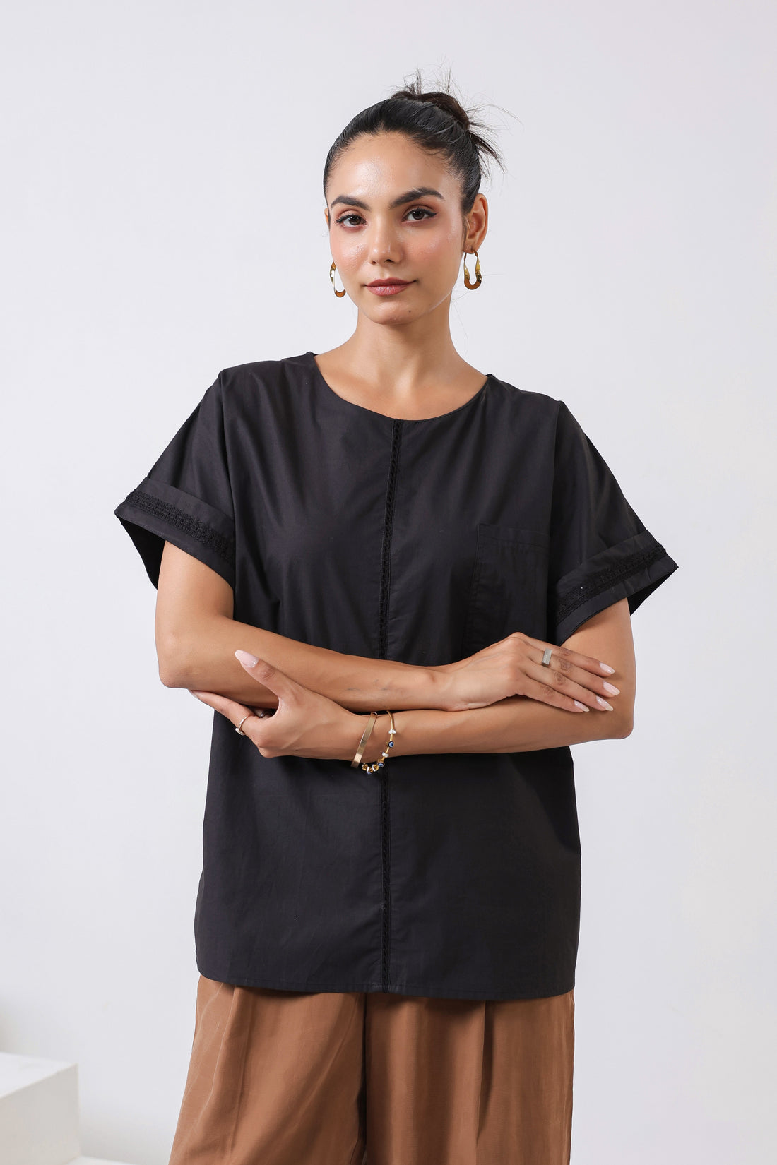 Women's Black Cotton Top