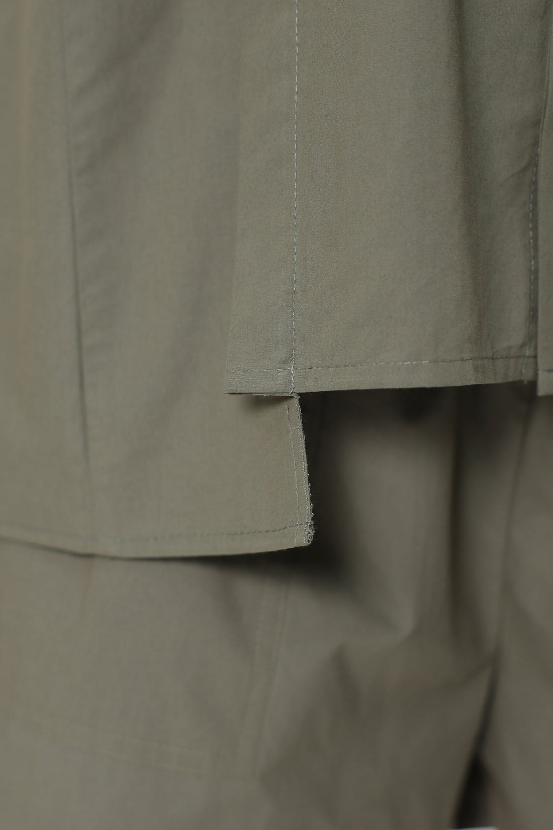 Women Khaki Green Solid Cotton Short Sleeve Shirt Collar Co-Ord Set