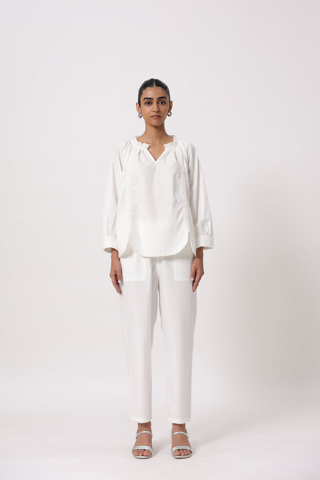 Women’s White Cotton Poplin Co-Ord Set