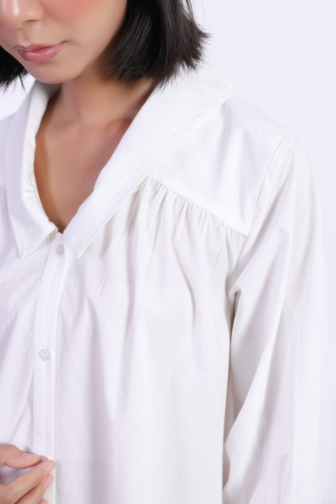 Women's White Solid Cotton Dress