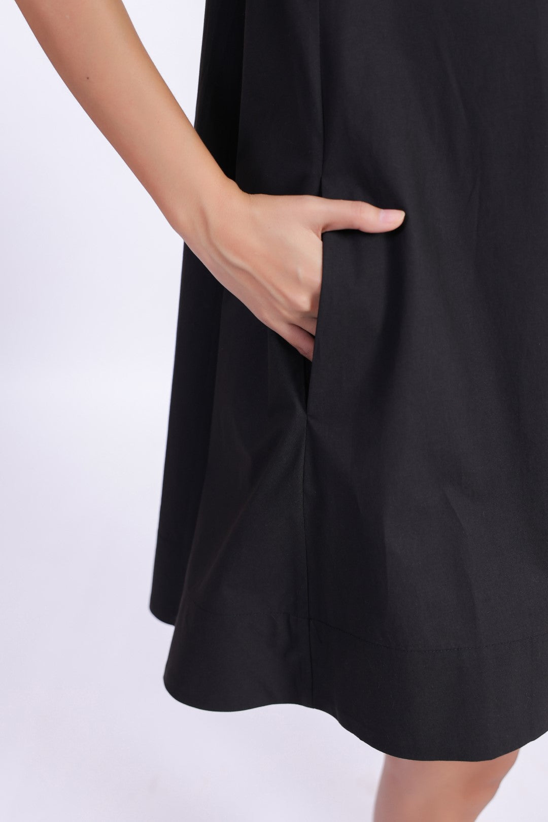 Women's Black Solid Cotton Dress