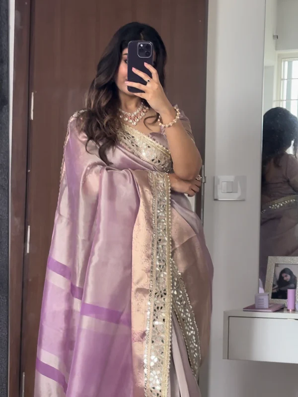 Banarasi Rajkumari Mirror Work Tissue Silk Saree