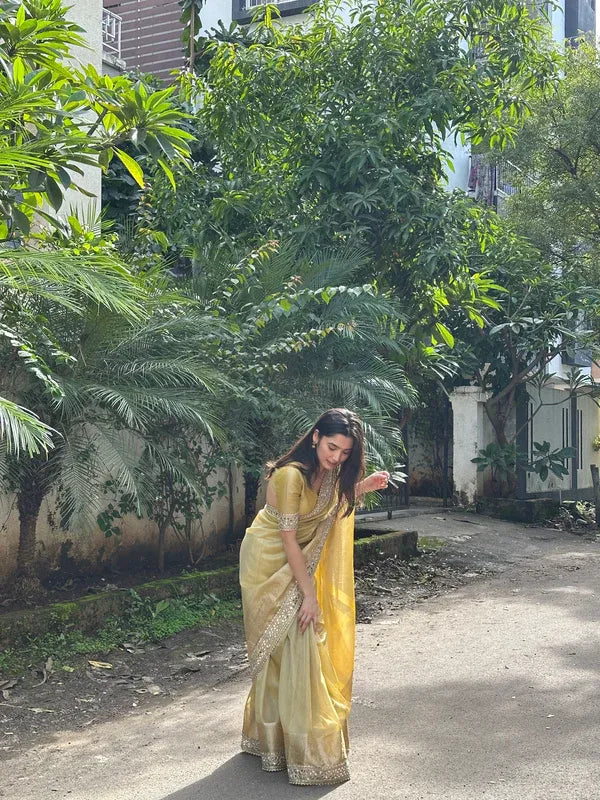 Banarasi Rajkumari Mirror Work Tissue Silk Saree