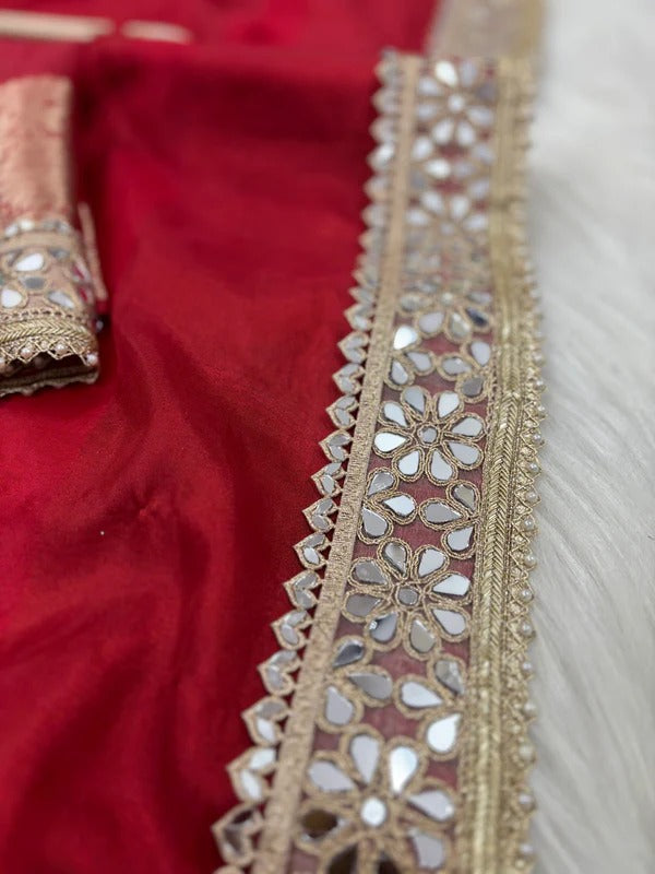 Banarasi Rajkumari Mirror Work Tissue Silk Saree