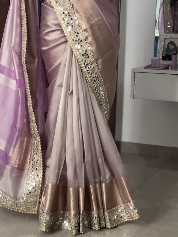 Banarasi Rajkumari Mirror Work Tissue Silk Saree