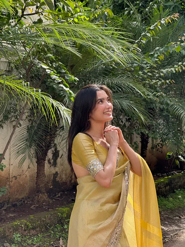 Banarasi Rajkumari Mirror Work Tissue Silk Saree