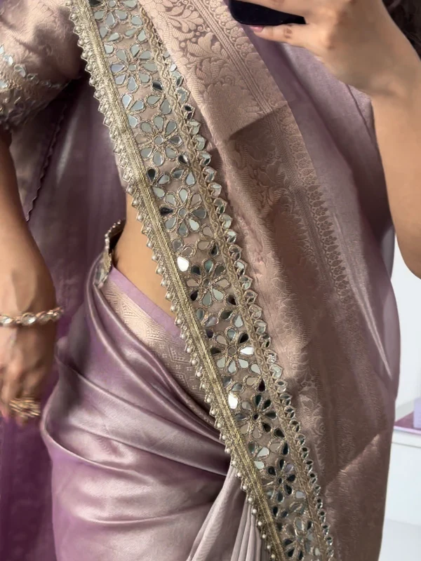 Banarasi Rajkumari Mirror Work Tissue Silk Saree