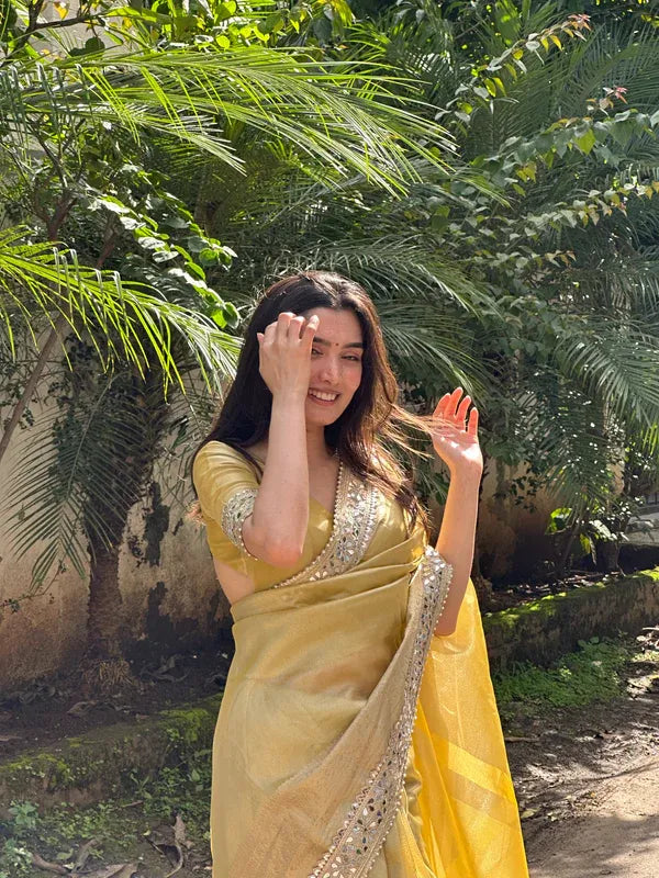 Banarasi Rajkumari Mirror Work Tissue Silk Saree