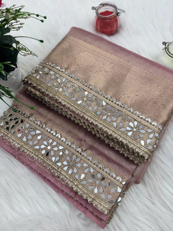 Banarasi Rajkumari Mirror Work Tissue Silk Saree