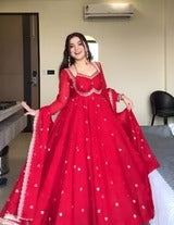 Classic Red Anarkali Suit Set